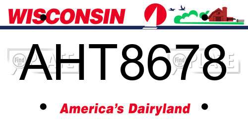 AHT8678 Wisconsin License Plate