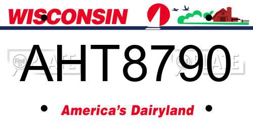 AHT8790 Wisconsin License Plate