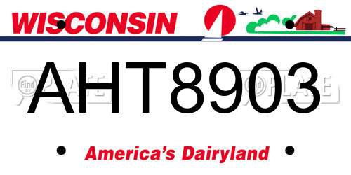 AHT8903 Wisconsin License Plate