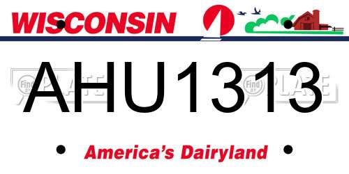 AHU1313 Wisconsin License Plate