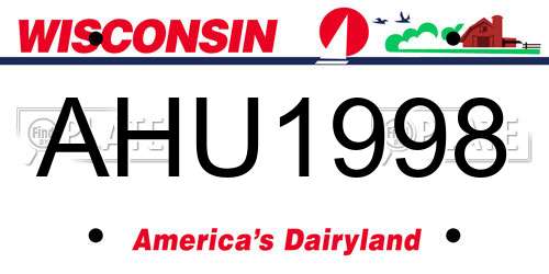 AHU1998 Wisconsin License Plate
