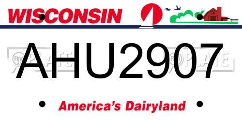 AHU2907 Wisconsin License Plate