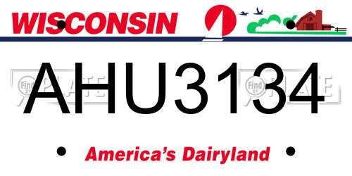 AHU3134 Wisconsin License Plate