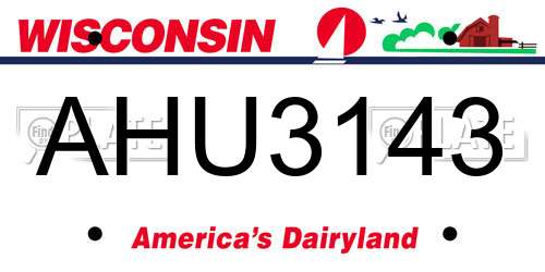 AHU3143 Wisconsin License Plate