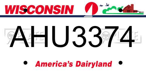 AHU3374 Wisconsin License Plate
