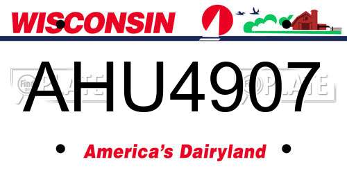 AHU4907 Wisconsin License Plate