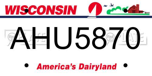 AHU5870 Wisconsin License Plate
