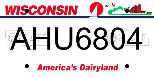 AHU6804 Wisconsin License Plate