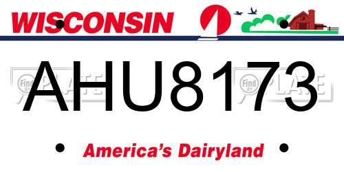 AHU8173 Wisconsin License Plate