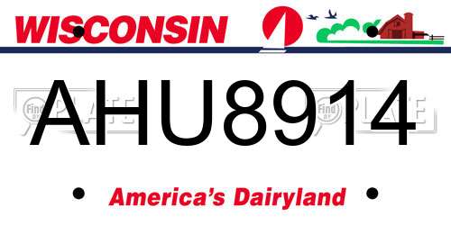 AHU8914 Wisconsin License Plate