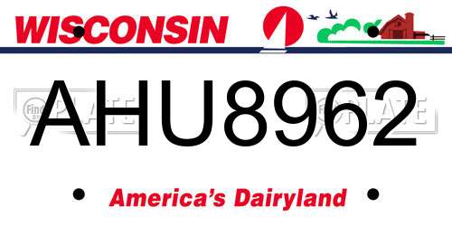 AHU8962 Wisconsin License Plate