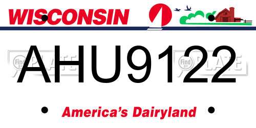 AHU9122 Wisconsin License Plate