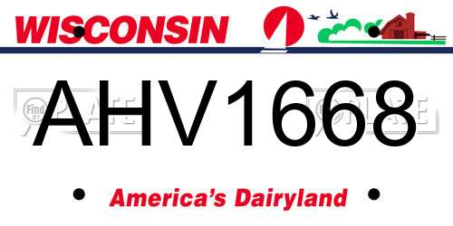 AHV1668 Wisconsin License Plate