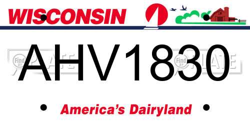AHV1830 Wisconsin License Plate
