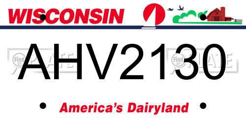 AHV2130 Wisconsin License Plate