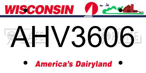 AHV3606 Wisconsin License Plate