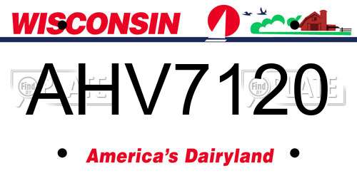 AHV7120 Wisconsin License Plate