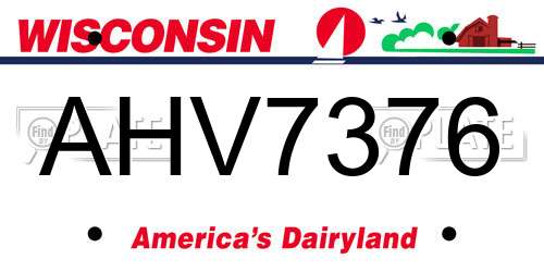 AHV7376 Wisconsin License Plate