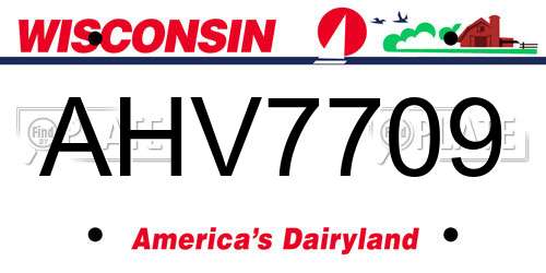 AHV7709 Wisconsin License Plate