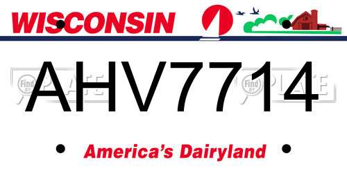 AHV7714 Wisconsin License Plate