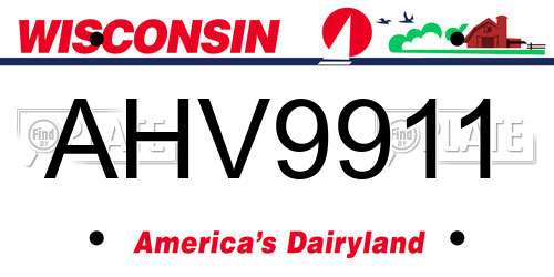 AHV9911 Wisconsin License Plate