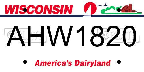 AHW1820 Wisconsin License Plate