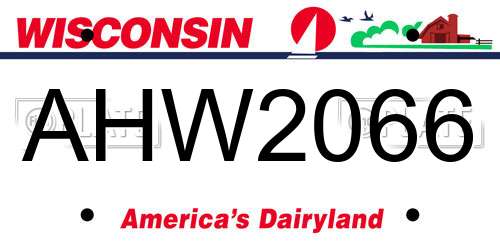 AHW2066 Wisconsin License Plate