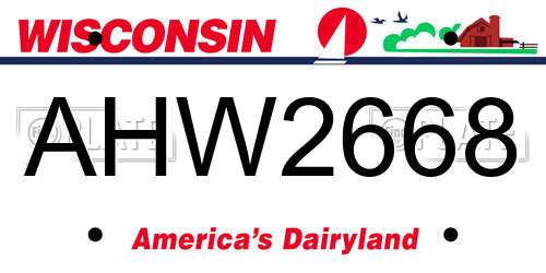 AHW2668 Wisconsin License Plate