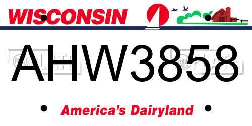AHW3858 Wisconsin License Plate
