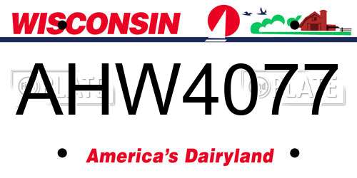 AHW4077 Wisconsin License Plate