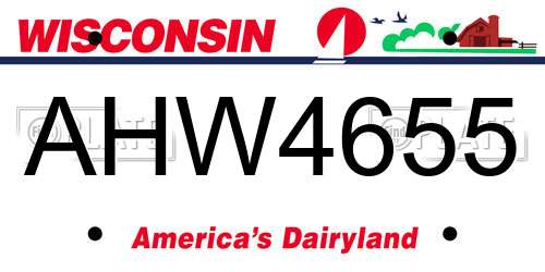 AHW4655 Wisconsin License Plate