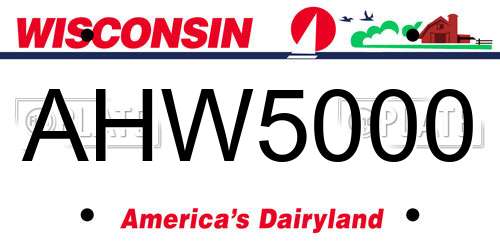AHW5000 Wisconsin License Plate