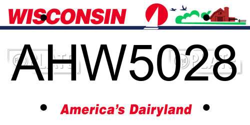 AHW5028 Wisconsin License Plate