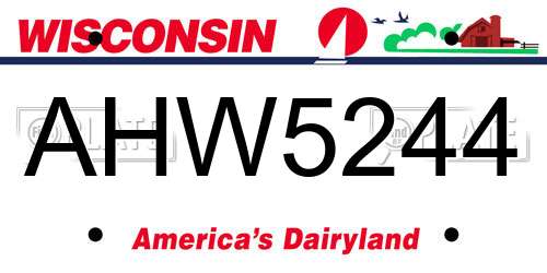 AHW5244 Wisconsin License Plate