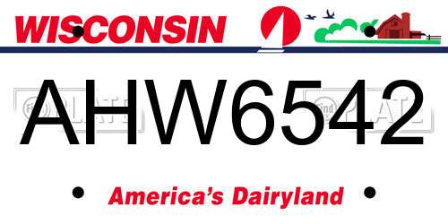 AHW6542 Wisconsin License Plate