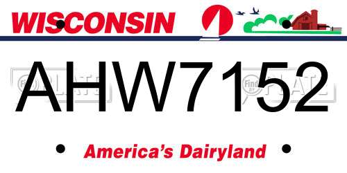 AHW7152 Wisconsin License Plate