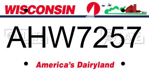 AHW7257 Wisconsin License Plate