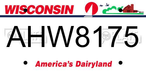AHW8175 Wisconsin License Plate