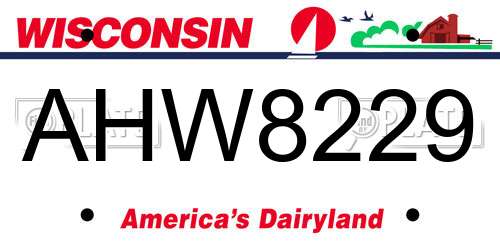 AHW8229 Wisconsin License Plate