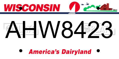 AHW8423 Wisconsin License Plate
