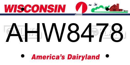AHW8478 Wisconsin License Plate