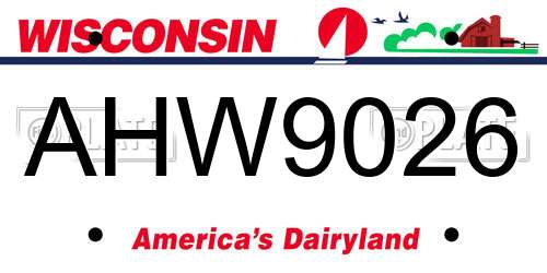 AHW9026 Wisconsin License Plate