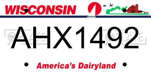 AHX1492 Wisconsin License Plate