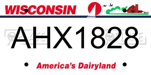 AHX1828 Wisconsin License Plate