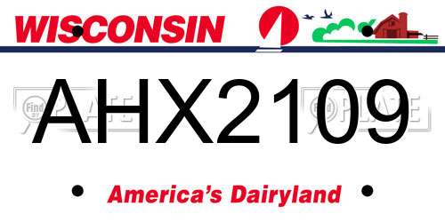 AHX2109 Wisconsin License Plate