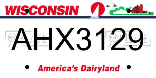 AHX3129 Wisconsin License Plate