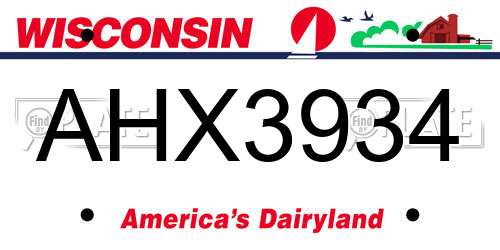 AHX3934 Wisconsin License Plate