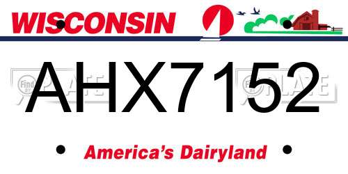 AHX7152 Wisconsin License Plate