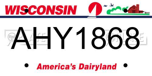 AHY1868 Wisconsin License Plate