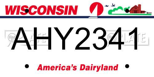 AHY2341 Wisconsin License Plate
